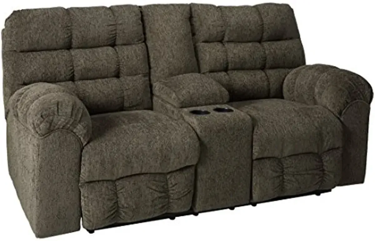 Signature Design by Ashley Acieona Oversized Manual Reclining Loveseat with Center Console & Cup Holders, Dark Gray