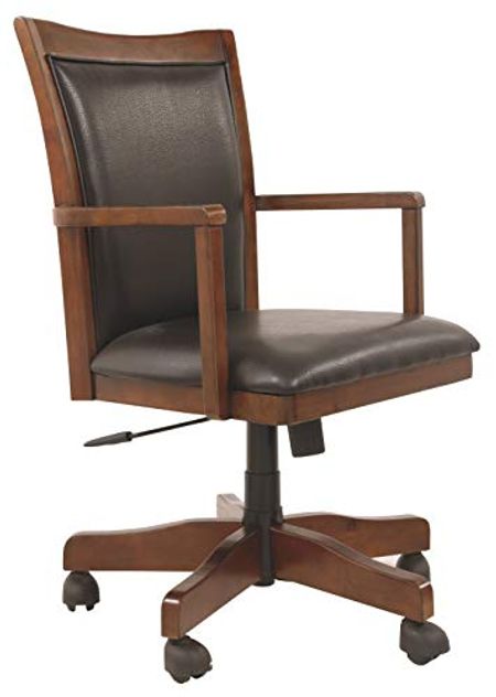 Signature Design by Ashley Hamlyn Traditional Home Office Swivel Desk Chair, Medium Brown