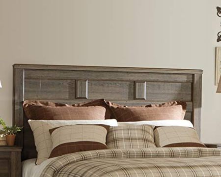 Signature Design by Ashley Juararo Rustic Panel Headboard ONLY, Queen, Weathered Brown