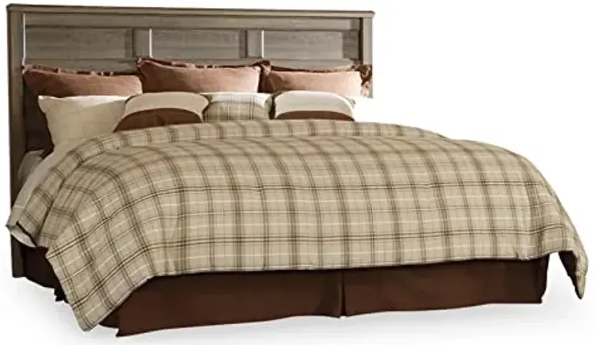 Signature Design by Ashley Juararo Rustic Panel Headboard ONLY, King/California, Weathered Brown