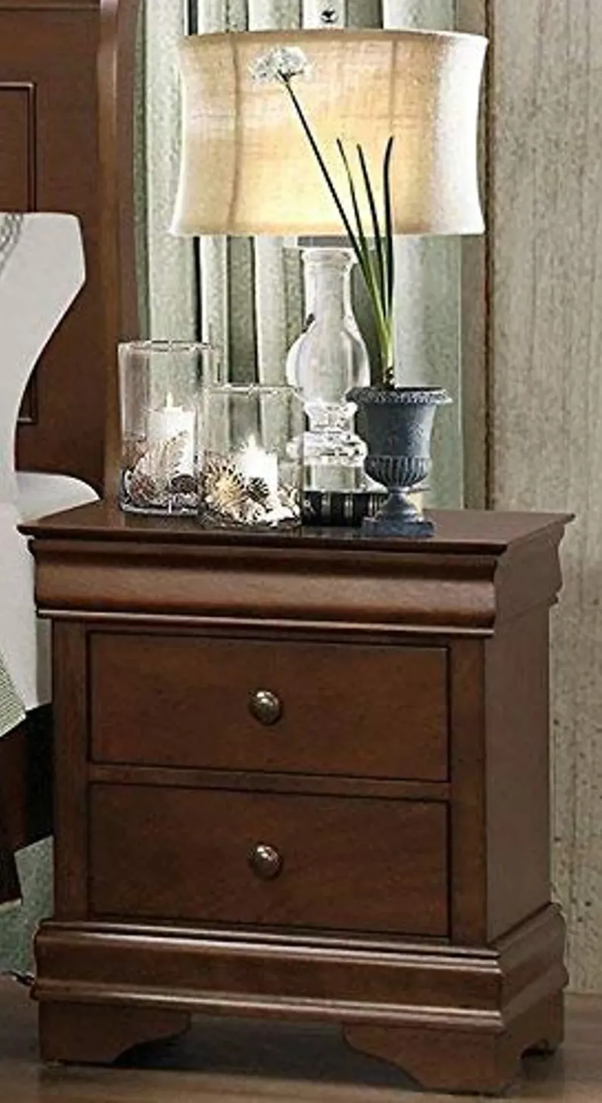 Homelegance Abbeville Two-Drawer Nightstand, Cherry