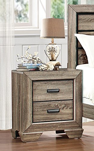 Homelegance Beechnut Contemporary Rustic 2-Drawer Nightstand, Light Elm and Black