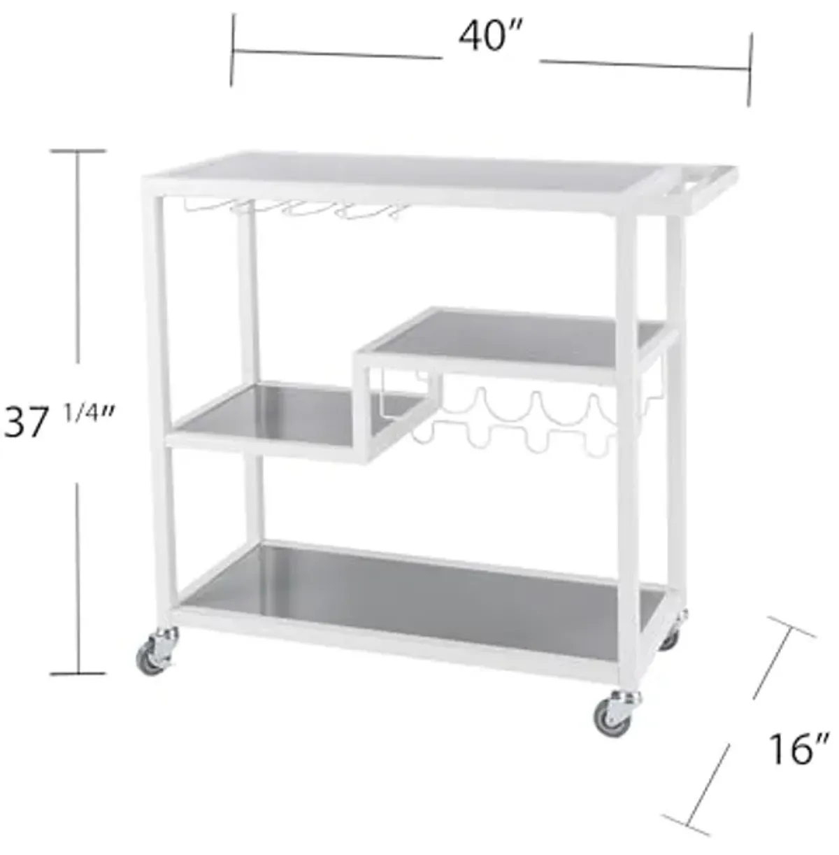 Holly & Martin Zephs Bar Cart White - Stylish Bar Cart for Home - Utility Carts with Wheels