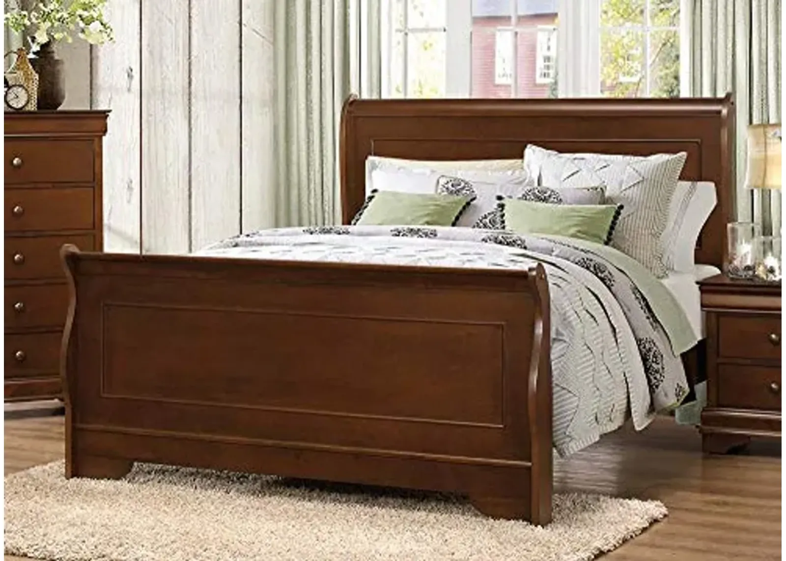 Homelegance Abbeville Eastern King Sleigh Bedframe, Cherry