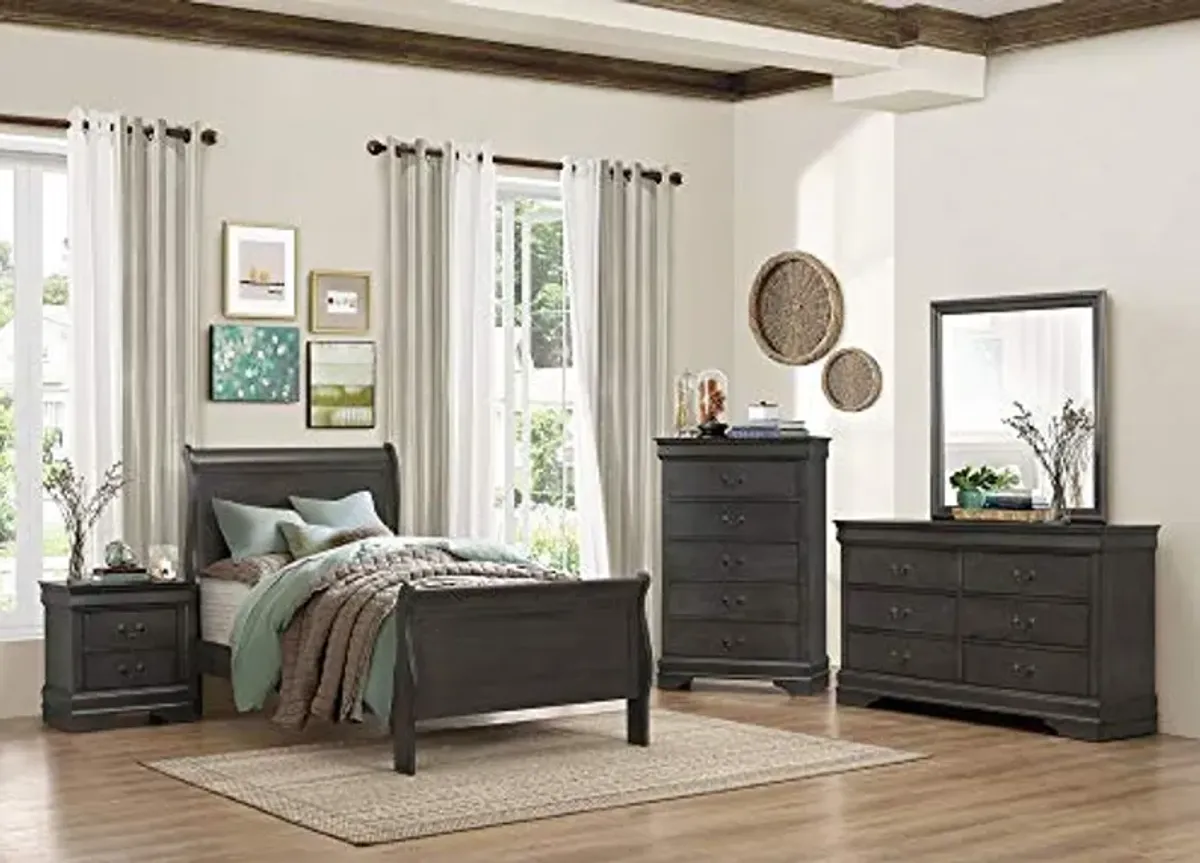 Homelegance Mayville Sleigh Bed in Stained Grey - Twin