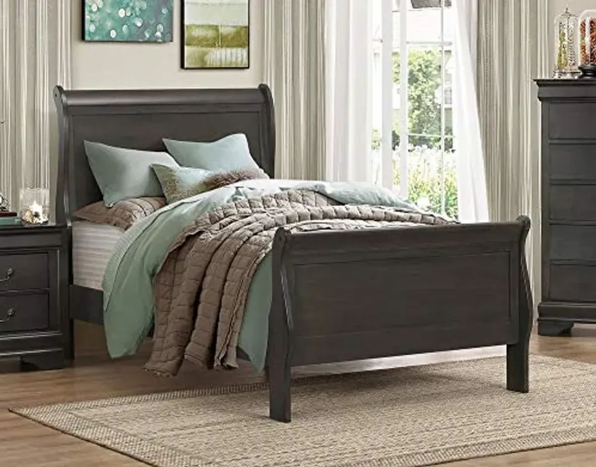 Homelegance Mayville Sleigh Bed in Stained Grey - Twin