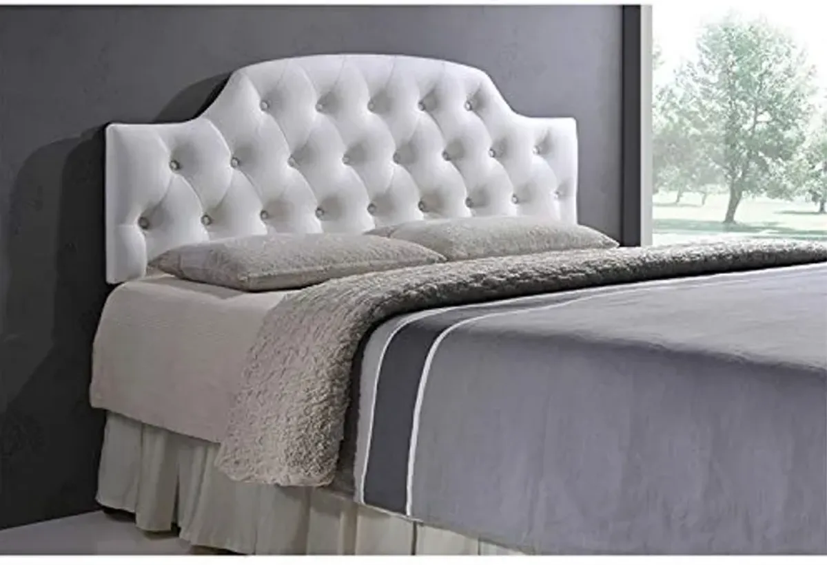 Baxton Studio Morris Modern and Contemporary White Faux Leather Upholstered Button-Tufted Scalloped Twin Size Headboard