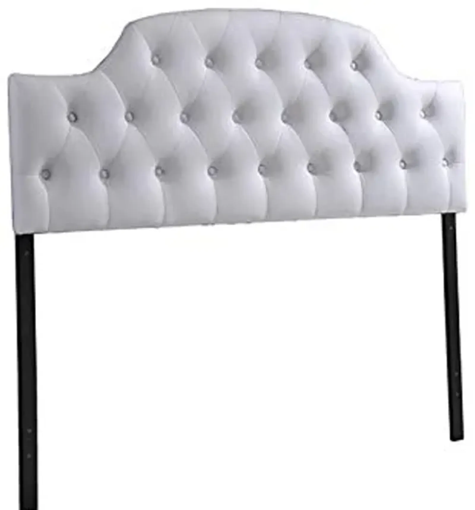 Baxton Studio Morris Modern and Contemporary White Faux Leather Upholstered Button-Tufted Scalloped Twin Size Headboard