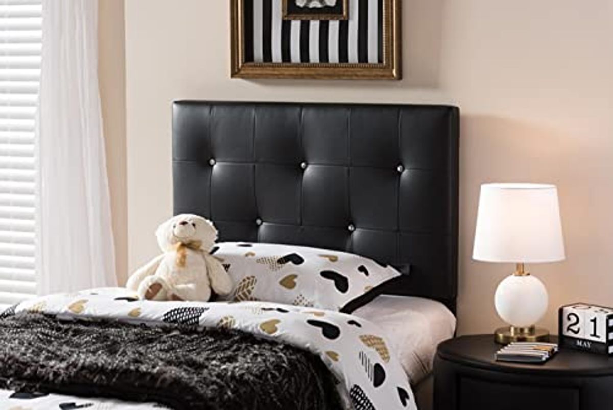 Baxton Studio Kirchem Faux Leather Upholstered Twin Headboard in Black