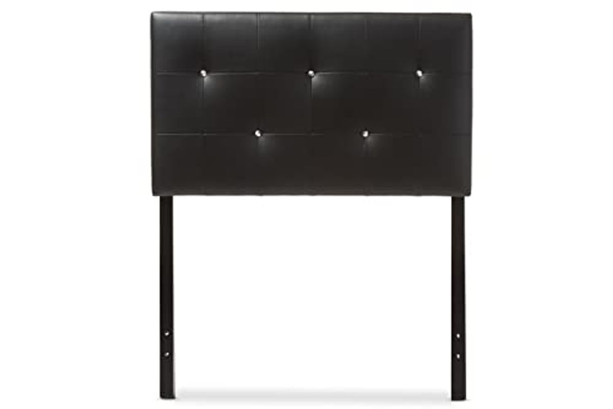 Baxton Studio Kirchem Faux Leather Upholstered Twin Headboard in Black