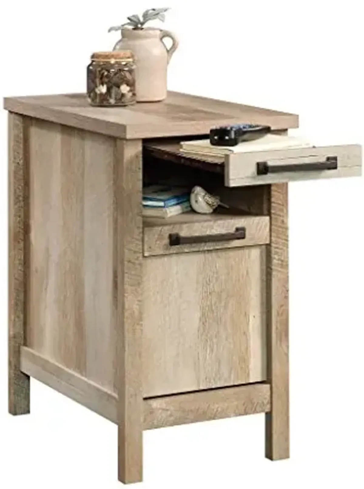 Sauder Cannery Bridge Narrow Side, Nightstand, End Table, L: 14.37" x W: 22.44" x H: 25.79", Lintel Oak