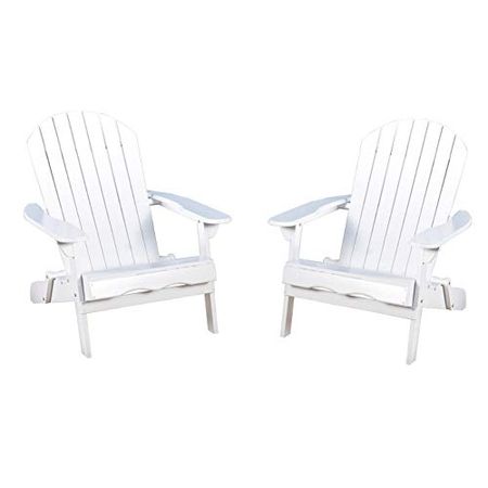 Christopher Knight Home Hanlee Folding Wood Adirondack Chairs, 2-Pcs Set, White