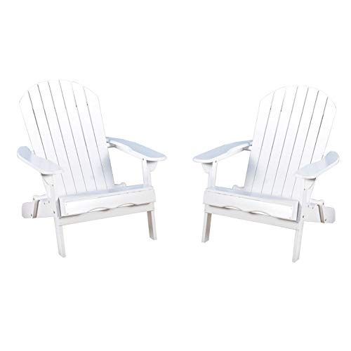 Christopher Knight Home Hanlee Folding Wood Adirondack Chairs, 2-Pcs Set, White