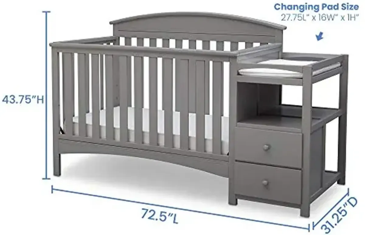 Delta Children Abby Convertible Crib and Changer, Grey
