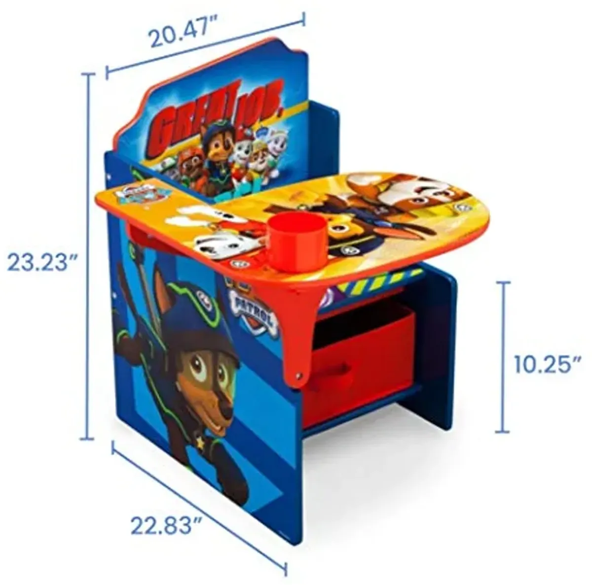 Delta Children Chair Desk with Storage Bin - Ideal for Arts & Crafts, Snack Time, Homeschooling, Homework, Reading & More, Nick Jr. PAW Patrol, with Cup Holders|Arm Rest, Engineered Wood