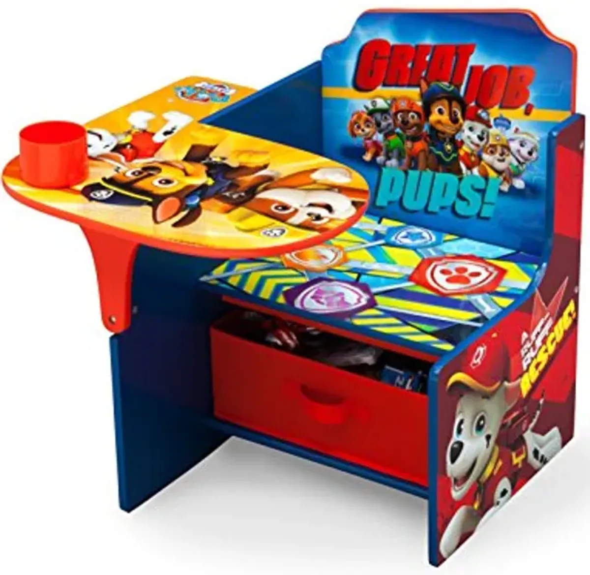 Delta Children Chair Desk with Storage Bin - Ideal for Arts & Crafts, Snack Time, Homeschooling, Homework, Reading & More, Nick Jr. PAW Patrol, with Cup Holders|Arm Rest, Engineered Wood