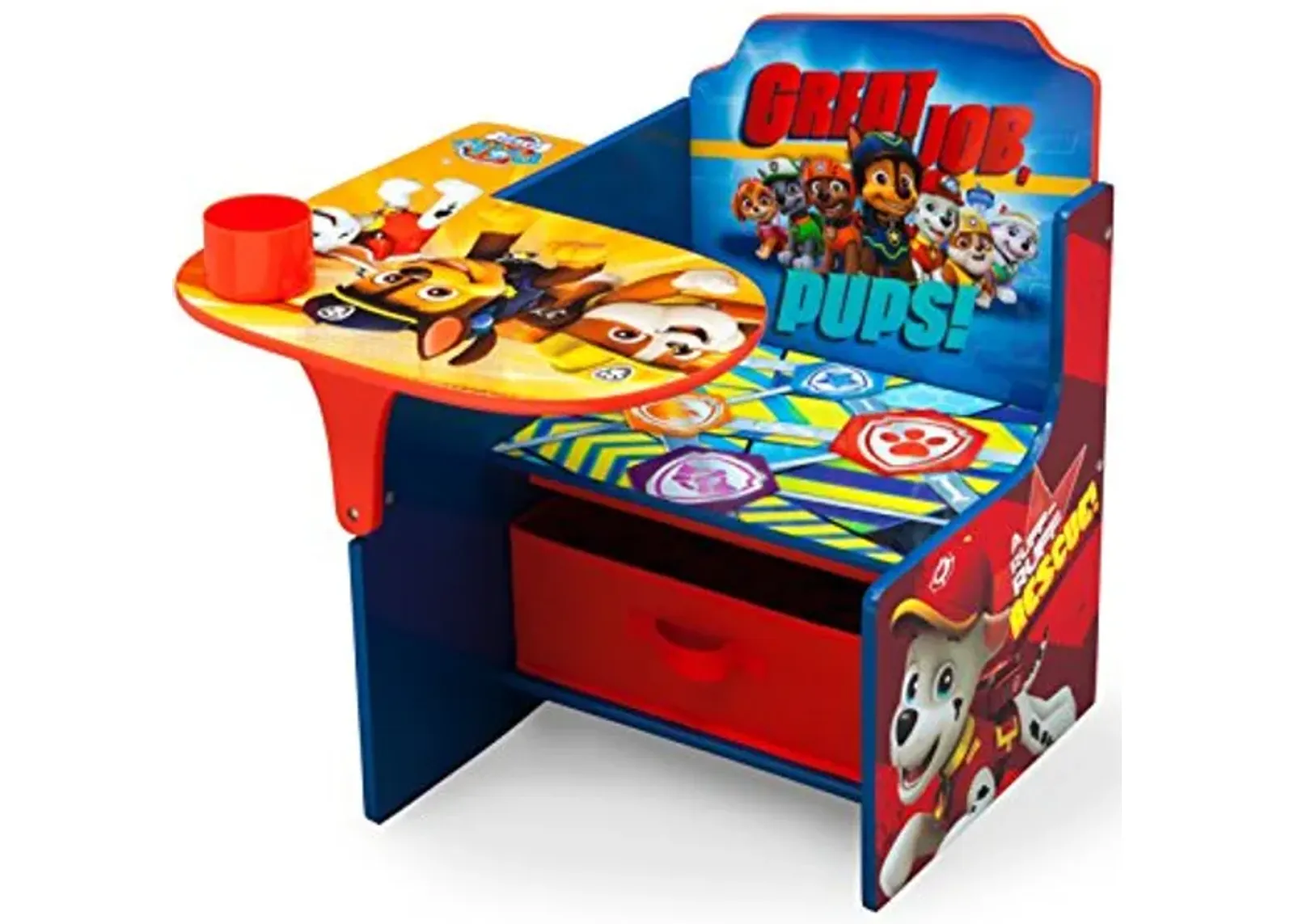 Delta Children Chair Desk with Storage Bin - Ideal for Arts & Crafts, Snack Time, Homeschooling, Homework, Reading & More, Nick Jr. PAW Patrol, with Cup Holders|Arm Rest, Engineered Wood