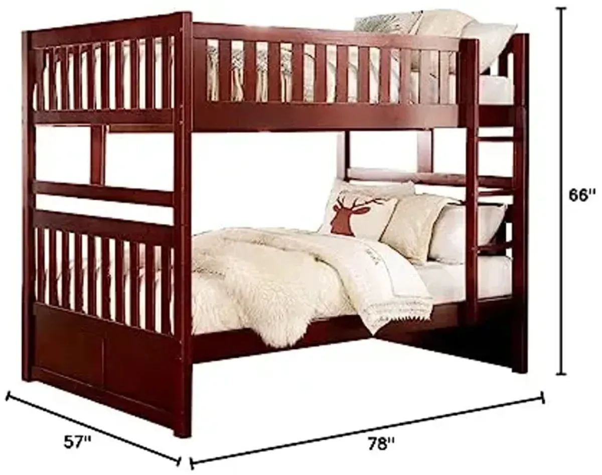 Homelegance Rowe Full/Full Bunk Bed in Dark Cherry