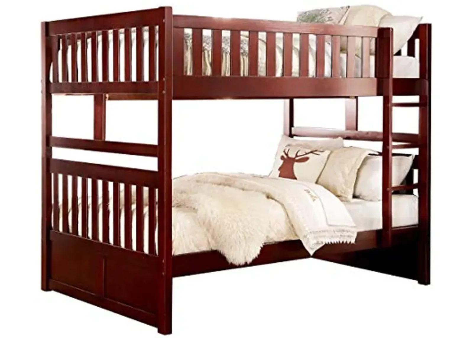 Homelegance Rowe Full/Full Bunk Bed in Dark Cherry