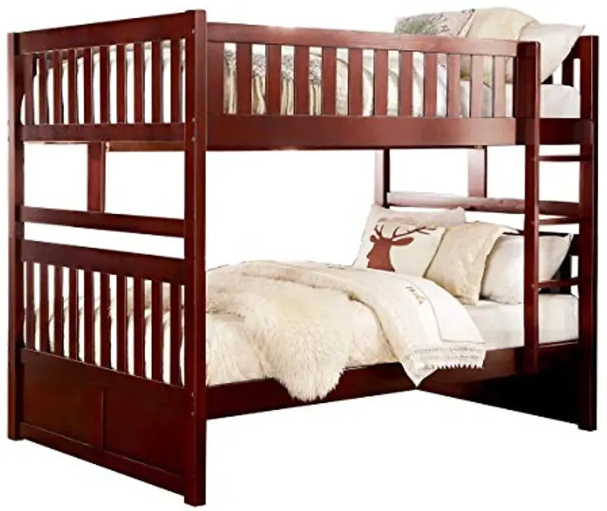 Homelegance Rowe Full/Full Bunk Bed in Dark Cherry