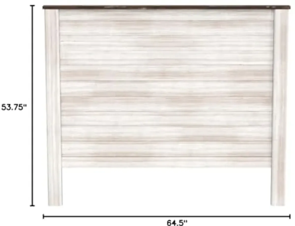 Signature Design by Ashley Willowton Cottage Farmhouse Panel Headboard ONLY, Queen, Whitewash