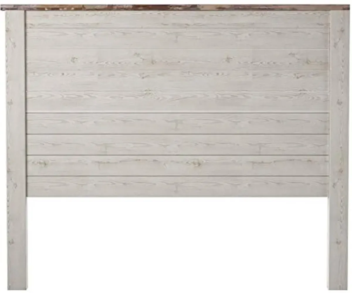 Signature Design by Ashley Willowton Cottage Farmhouse Panel Headboard ONLY, Queen, Whitewash