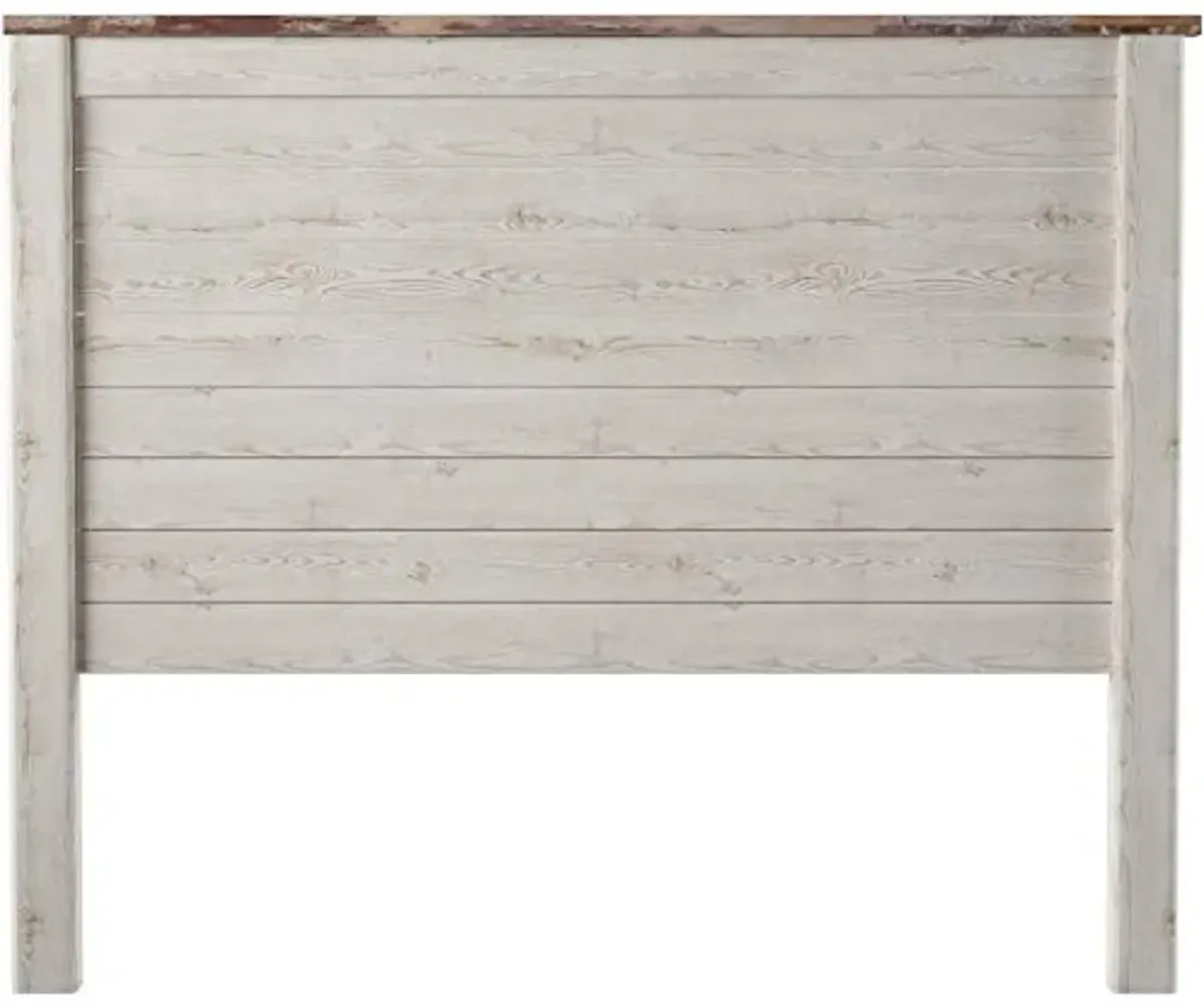 Signature Design by Ashley Willowton Cottage Farmhouse Panel Headboard ONLY, Queen, Whitewash