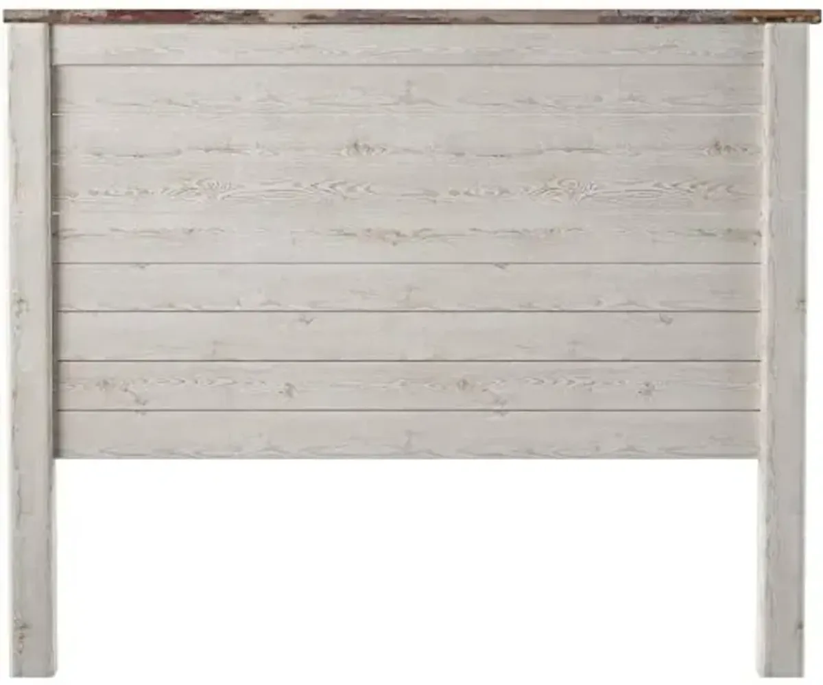 Signature Design by Ashley Willowton Cottage Farmhouse Panel Headboard ONLY, Queen, Whitewash