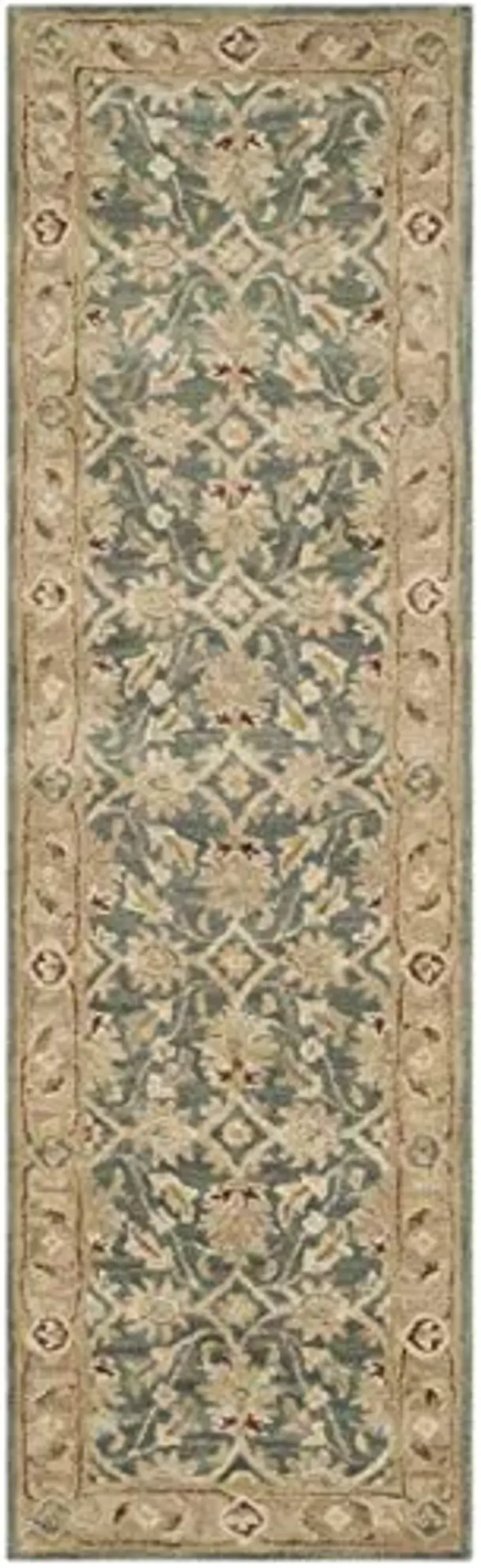 SAFAVIEH Antiquity Collection Runner Rug - 2'3" x 8', Teal Blue & Taupe, Handmade Traditional Oriental Wool, Ideal for High Traffic Areas in Living Room, Bedroom (AT849B)