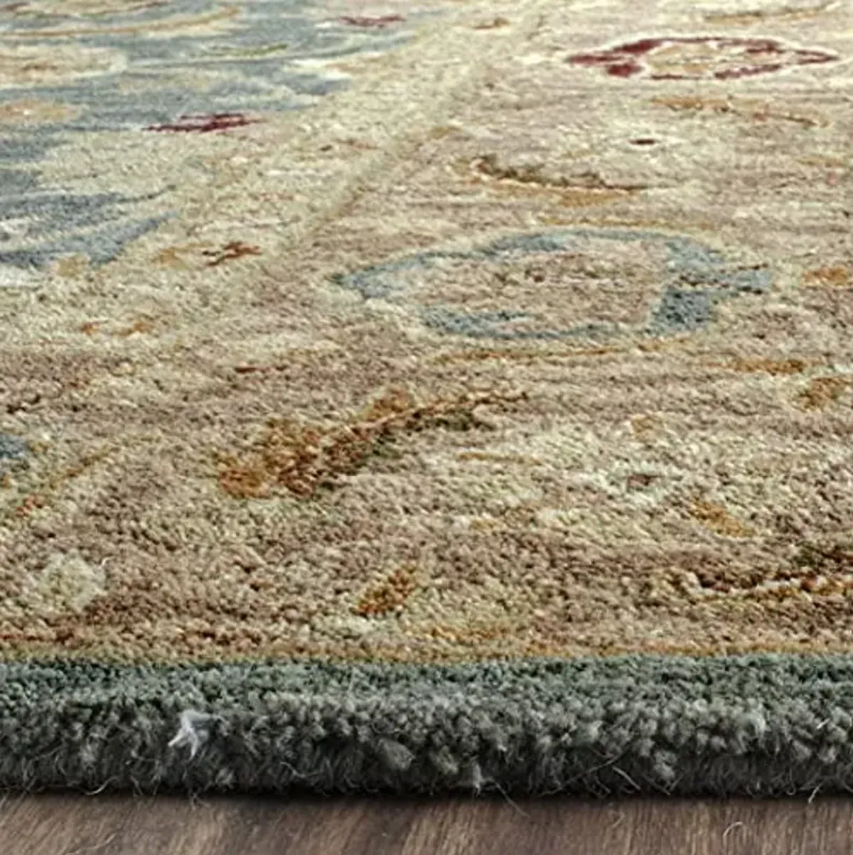 SAFAVIEH Antiquity Collection Runner Rug - 2'3" x 8', Teal Blue & Taupe, Handmade Traditional Oriental Wool, Ideal for High Traffic Areas in Living Room, Bedroom (AT849B)