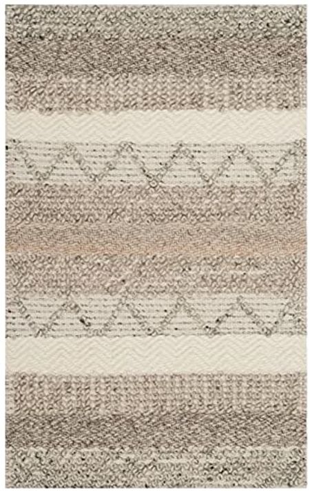 SAFAVIEH Natura Collection 2' x 3' Beige NAT101A Handmade Moroccan Boho Tribal Wool & Cotton Accent Rug