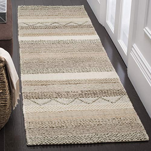 SAFAVIEH Natura Collection 2'3" x 8' Beige NAT101A Handmade Moroccan Boho Tribal Wool & Cotton Runner Rug