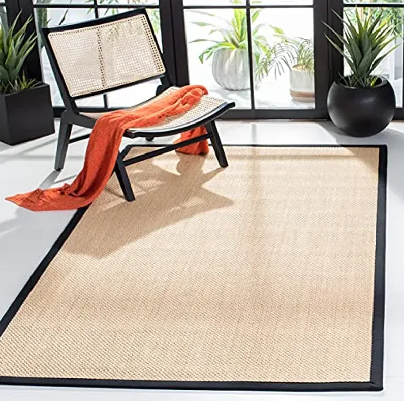 SAFAVIEH Area Rug 3x5 - Natural Fiber Collection - Maize & Black, Sisal, Woven Design with Border (NF141A)