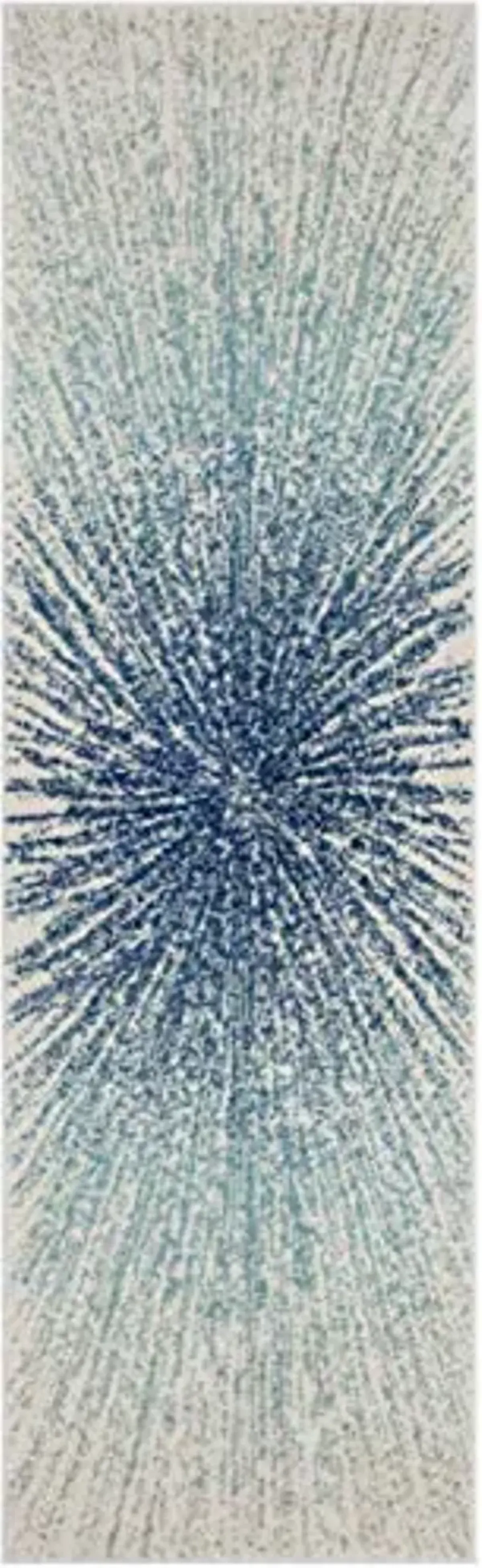 SAFAVIEH Evoke Collection Runner Rug - 2'2" x 7', Royal & Ivory, Abstract Burst Design, Non-Shedding & Easy Care, Ideal for High Traffic Areas in Living Room, Bedroom (EVK228A)