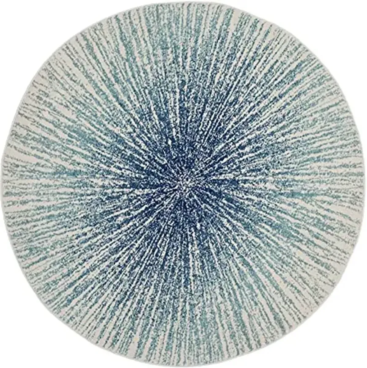 SAFAVIEH Evoke Collection Area Rug - 6'7" Round, Royal & Ivory, Abstract Burst Design, Non-Shedding & Easy Care, Ideal for High Traffic Areas in Living Room, Bedroom (EVK228A)