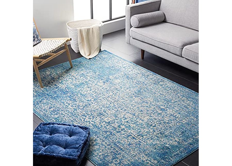 SAFAVIEH Evoke Collection 8' x 10' Blue/Ivory EVK256C Oriental Distressed Non-Shedding Living Room Bedroom Dining Home Office Area Rug