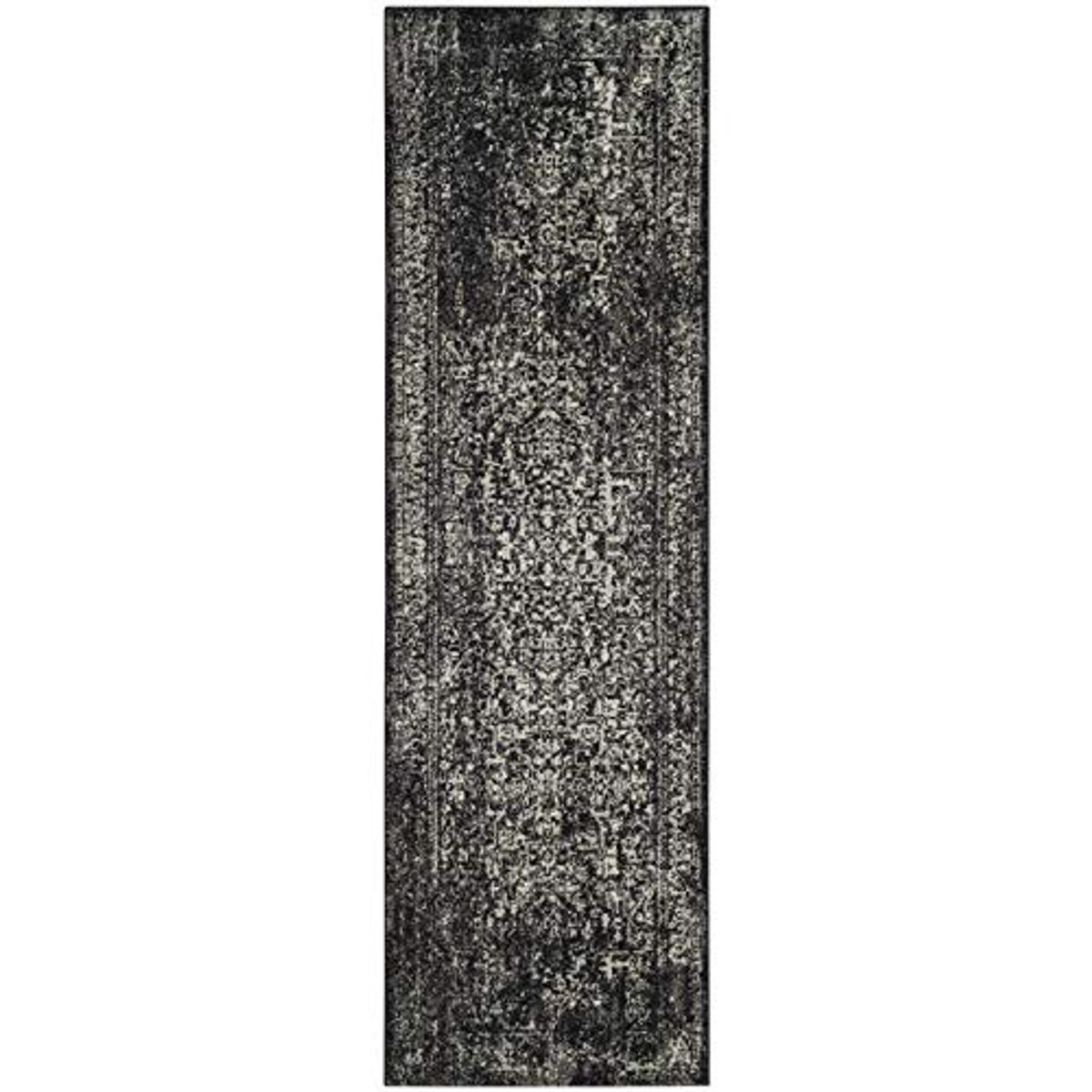 SAFAVIEH Evoke Collection 2'2" x 7' Black / Grey EVK256R Oriental Distressed Non-Shedding Living Room Entryway Foyer Hallway Bedroom Runner Rug