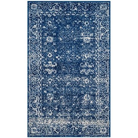 SAFAVIEH Evoke Collection 9' x 12' Navy/Ivory EVK270A Shabby Chic Distressed Non-Shedding Living Room Bedroom Dining Home Office Area Rug