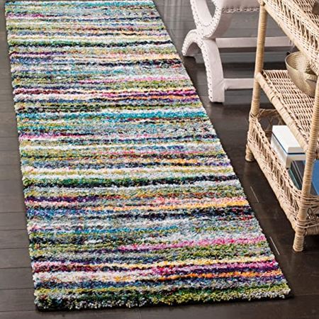 SAFAVIEH Fiesta Shag Collection 8' x 10' Multi FSG367M Modern Abstract Non-Shedding Living Room Bedroom Dining Room Entryway Kids Area Rug