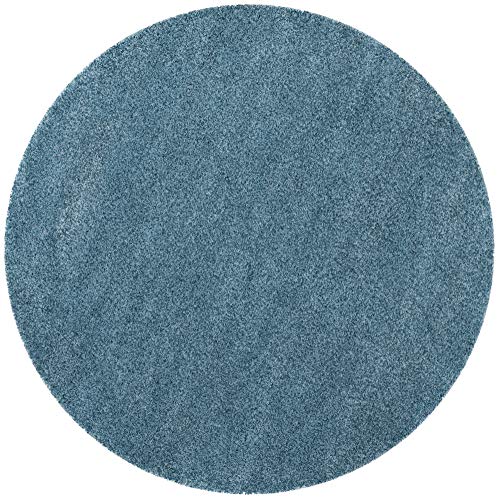 SAFAVIEH California Premium Shag Collection 6'7" Round Turquoise SG151 Non-Shedding Living Room Bedroom Dining Room Entryway Plush 2-inch Thick Area Rug