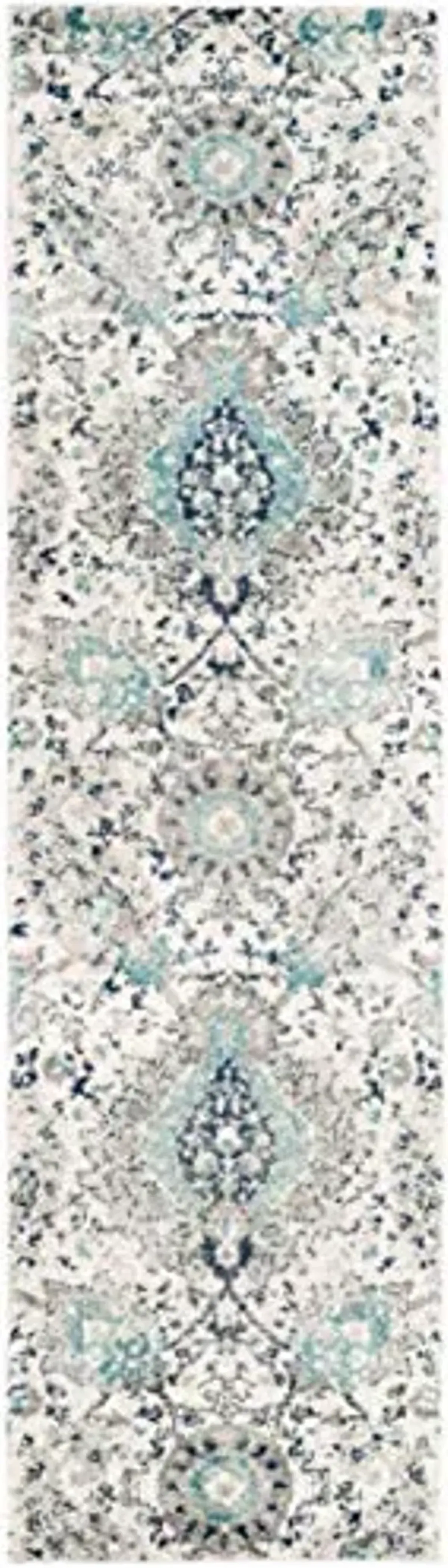 SAFAVIEH Madison Collection Runner Rug - 2'3" x 8', Cream & Light Grey, Boho Chic Glam Paisley Design, Non-Shedding & Easy Care, Ideal for High Traffic Areas in Living Room, Bedroom (MAD600C)