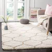 SAFAVIEH Hudson Shag Collection 8' x 10' Ivory/Beige SGH280D Moroccan Ogee Trellis Non-Shedding Living Room Bedroom Dining Room Entryway Plush 2-inch Thick Area Rug