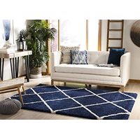 SAFAVIEH Hudson Shag Collection 2' x 3' Navy/Ivory SGH281C Modern Diamond Trellis Non-Shedding Living Room Bedroom Dining Room Entryway Plush 2-inch Thick Accent Rug