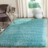 SAFAVIEH Indie Shag Collection 6'7" x 9'2" Turquoise SGI320T Solid Non-Shedding Living Room Bedroom Dining Room Entryway Plush 2-inch Thick Area Rug