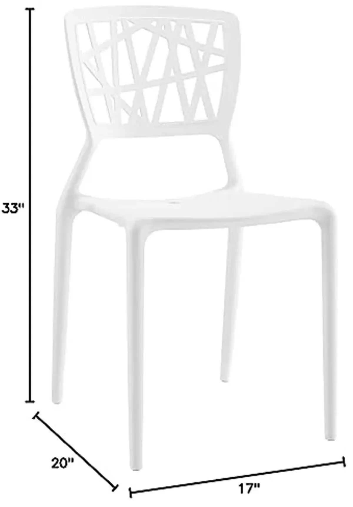 Modway Astro Stacking Accent Kitchen and Dining Room Chair in White - Fully Assembled