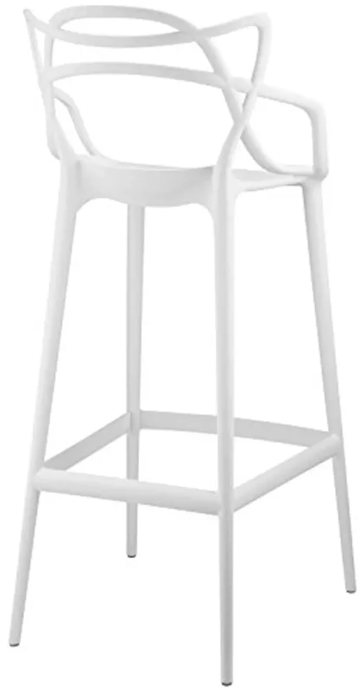 Modway Entangled Modern Molded Plastic Four Bar Stools in White - Fully Assembled