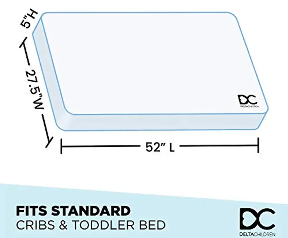 Delta Children Twinkle Stars Dual Sided - 6" Premium Sustainably Sourced Fiber Core Crib and Toddler Mattress - Waterproof - GREENGUARD Gold Certified - 7 Year Warranty - Made in USA