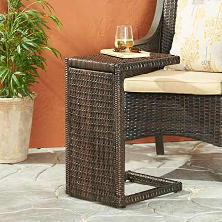 Christopher Knight Home CKH C-Shaped PE Accent Table, Multibrown
