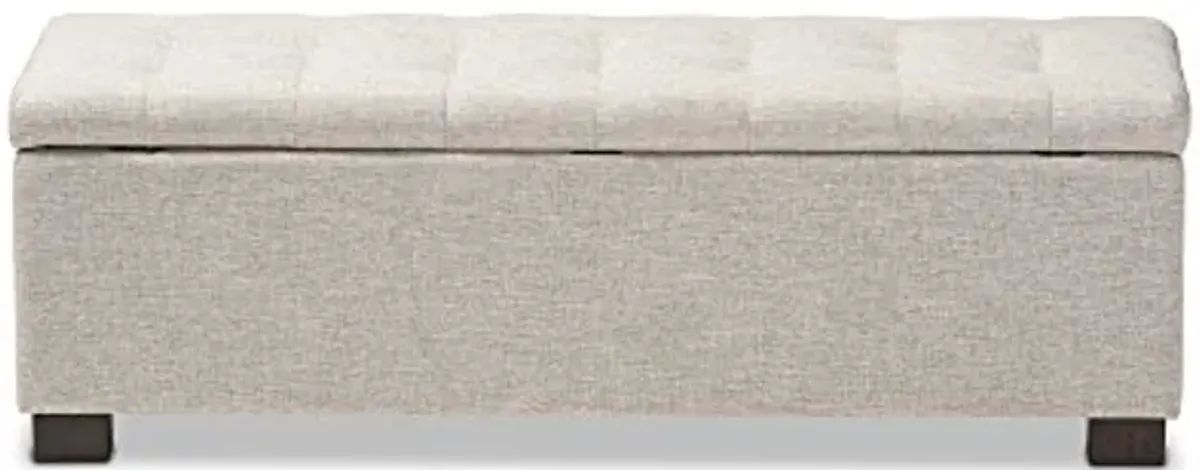 Baxton Studio Orillia Modern and Contemporary Beige Fabric Upholstered Grid-Tufting Storage Ottoman Bench