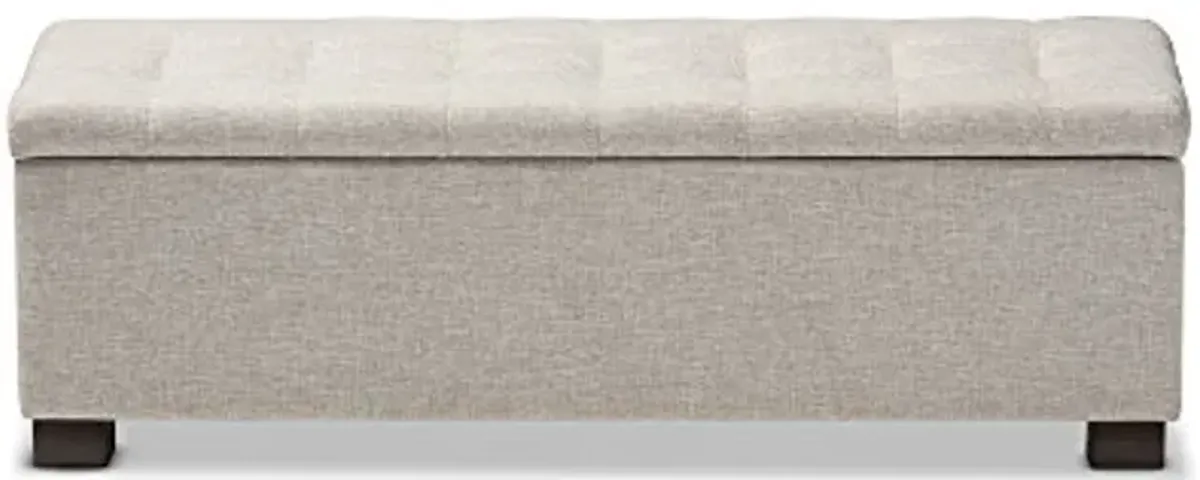 Baxton Studio Orillia Modern and Contemporary Beige Fabric Upholstered Grid-Tufting Storage Ottoman Bench